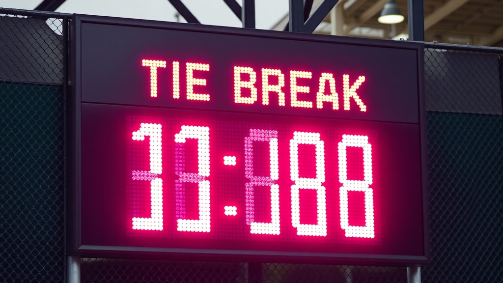 경기장 전광판에 타이브레이크 점수가 숫자로 명확하게 표시된 화면